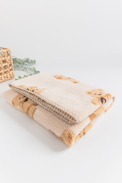 Ayıcık Figürlü Kuzu Welsoft Bebek Battaniye