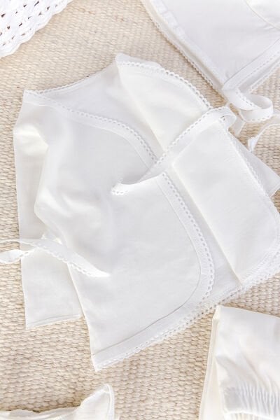 Natural %100 Pamuk 5'li Kız Erkek Bebek Hastane Çıkışı Zıbın Seti Yeni Doğan Açil İhtiyac Seti