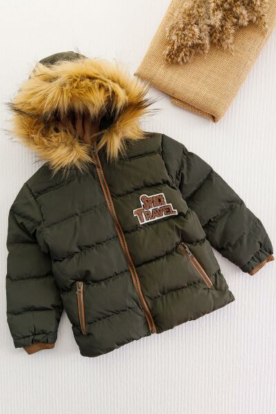 Kürklü Kapüşonlu Erkek Çocuk Mont