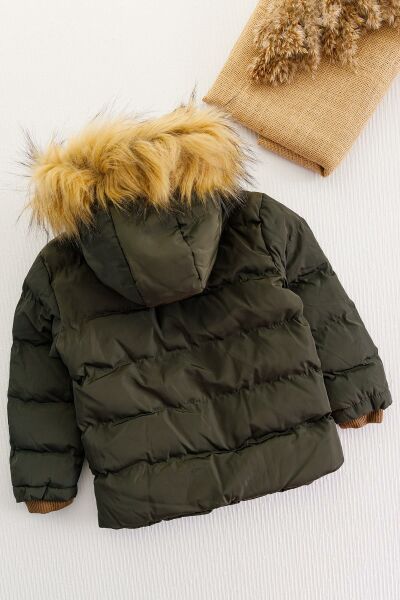 Kürklü Kapüşonlu Erkek Çocuk Mont