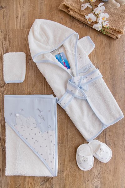 Erkek Bebek Havlu Bornoz Seti