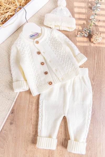 Bereli Triko Hırkalı Kışlık  Erkek Bebek Takım Set