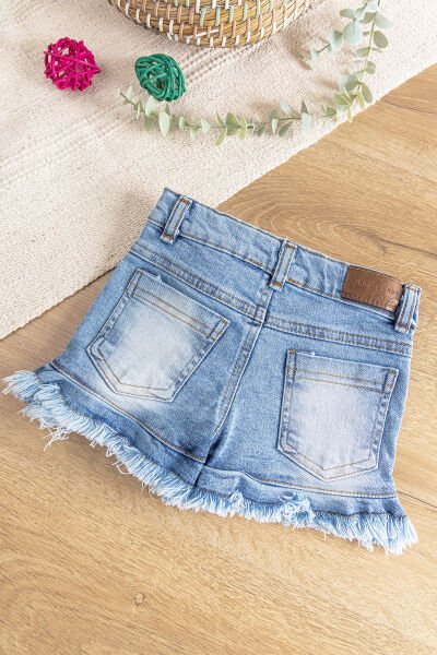 Püskül Detaylı Kız Çocuk Şort