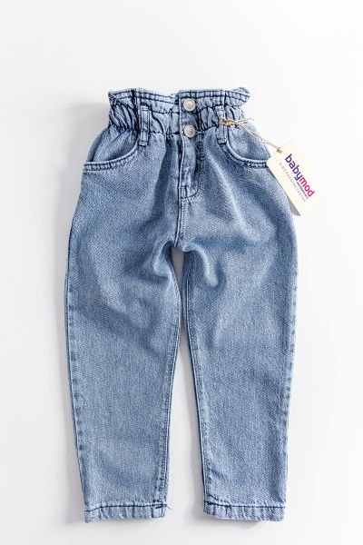 Yüksek Bel Kız Çocuk Kot Pantolon Çocuk Jean MAVİ - 6 Yaş