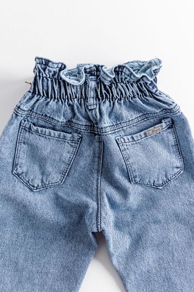 Yüksek Bel Kız Çocuk Kot Pantolon Çocuk Jean MAVİ - 6 Yaş