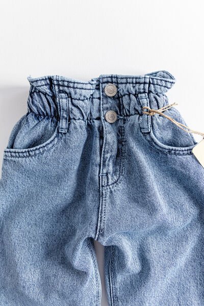 Yüksek Bel Kız Çocuk Kot Pantolon Çocuk Jean MAVİ - 9 Yaş