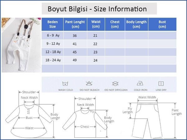 Askılı Beyaz Erkek Bebek Kot Pantolon