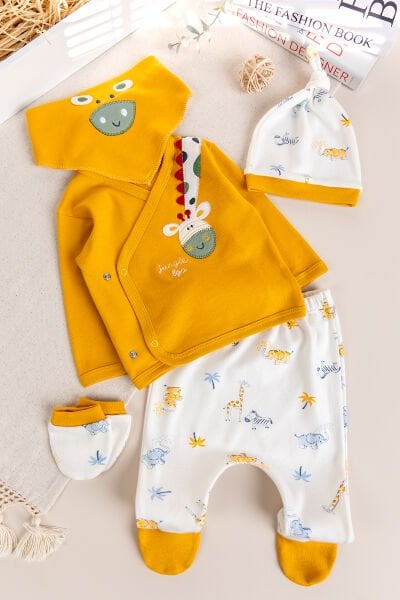 Zürafa Temalı 5 Parça Erkek Bebek Hastane Çıkışı Bebek Takımı