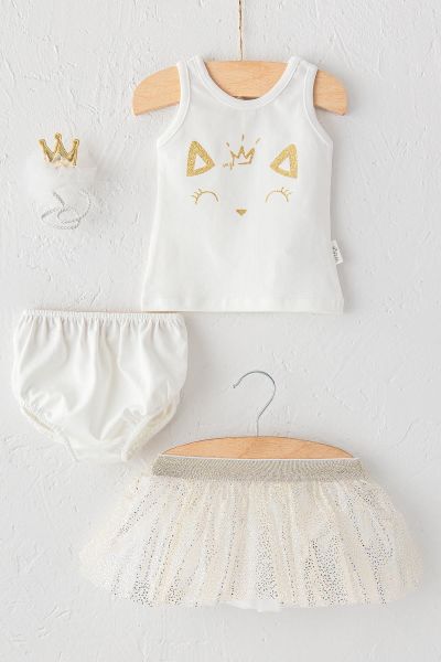 Tütü Etekli Bandanalı Yazlık Kız Bebek Takım