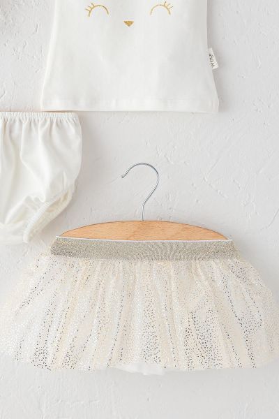 Tütü Etekli Bandanalı Yazlık Kız Bebek Takım