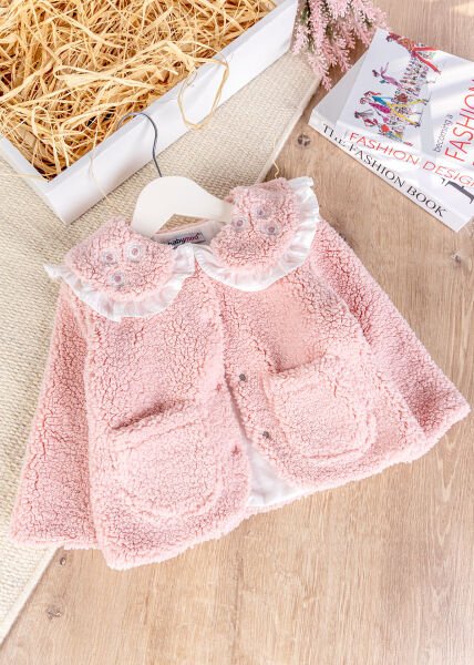 Welsoft Kışlık Kız Bebek Mont Hırka SOMON -  12 Ay