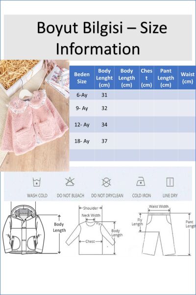 Welsoft Kışlık Kız Bebek Mont Hırka SOMON -  12 Ay