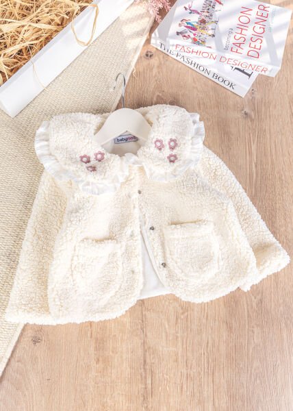 Welsoft Kışlık Kız Bebek Mont Hırka KREM - 9 Ay