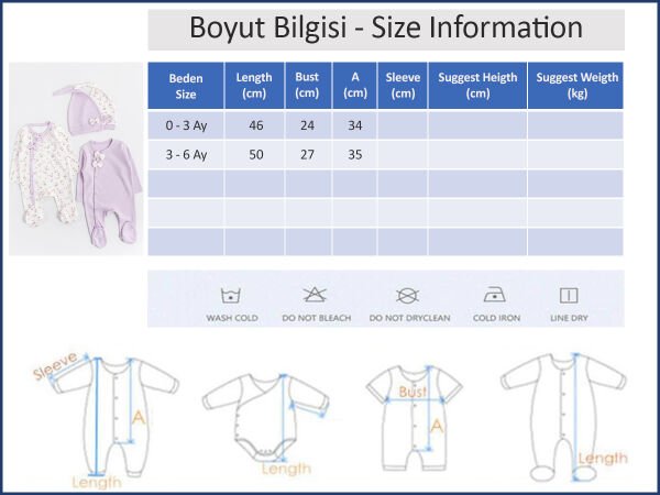 Çiçek Desenli 2'li Uzun Kollu Kız Bebek Tulum Takım