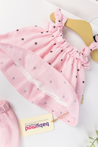 Puantiye Desenli Askılı Yazlık Kız Bebek Elbise Takım