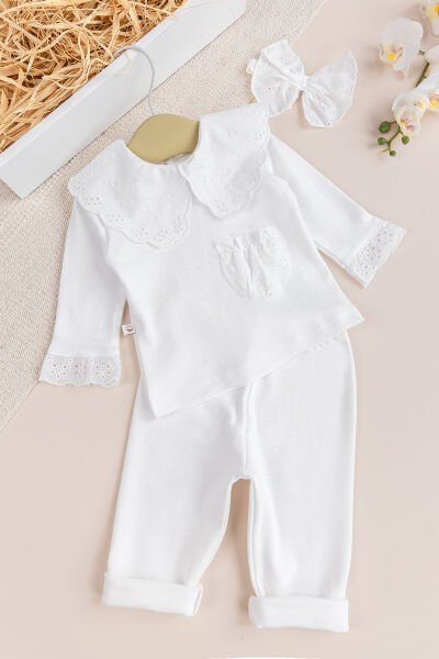 Fisto Yakalı İkili Pamuklu penye Kız bebek Takımı