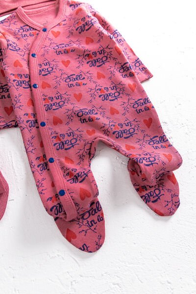 I Love Mum & Dad Baskılı 2'li Bebek Tulum Takım BORDO - 3-6 AY