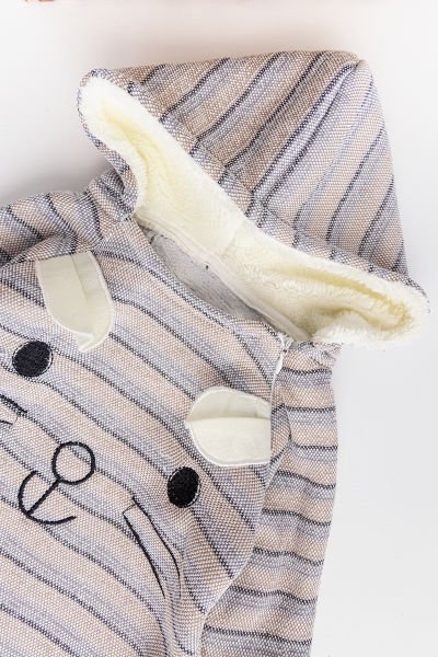 Tavşan Figürlü Kapüşonlu İçi Peluş Bebek Tulum