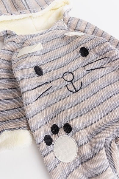 Tavşan Figürlü Kapüşonlu İçi Peluş Bebek Tulum