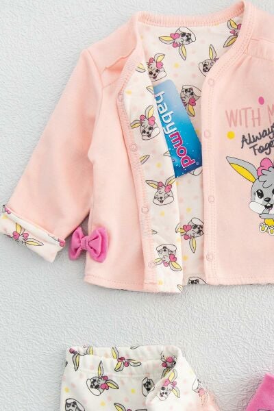 Sevimli Tavşan Tulumlu 8'li Kız Bebek Hastane Çıkışı Zıbın Seti