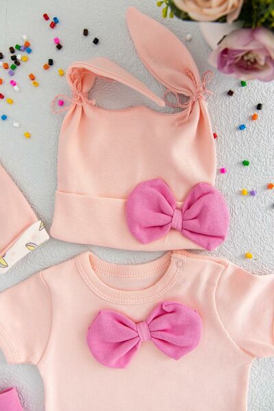 Sevimli Tavşan Tulumlu 8'li Kız Bebek Hastane Çıkışı Zıbın Seti