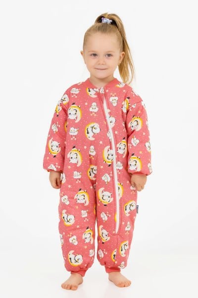 Elyaf Dolgulu 2,5 Tog Kız /Erkek Çocuk Uyku Tulumu Desenli Gül kurusu - 3 Yaş