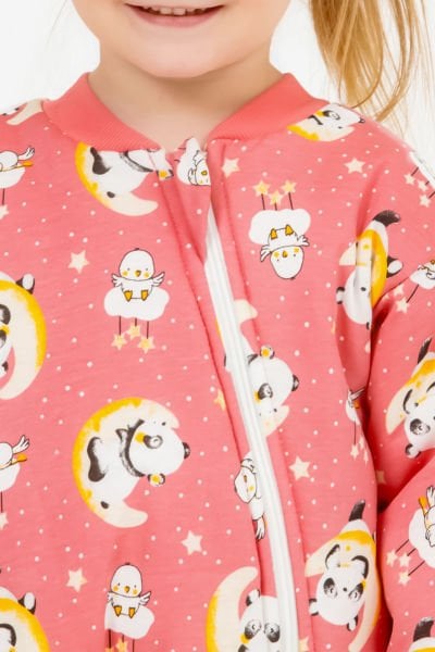 Elyaf Dolgulu 2,5 Tog Kız /Erkek Çocuk Uyku Tulumu Desenli Gül kurusu - 3 Yaş