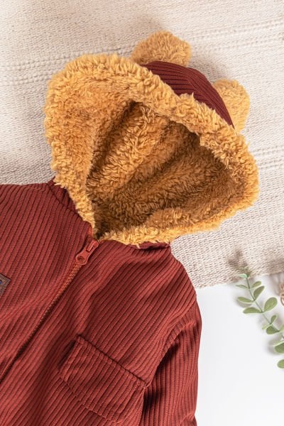 Arma Detaylı Kadife İçi Peluş Erkek Bebek Tulum