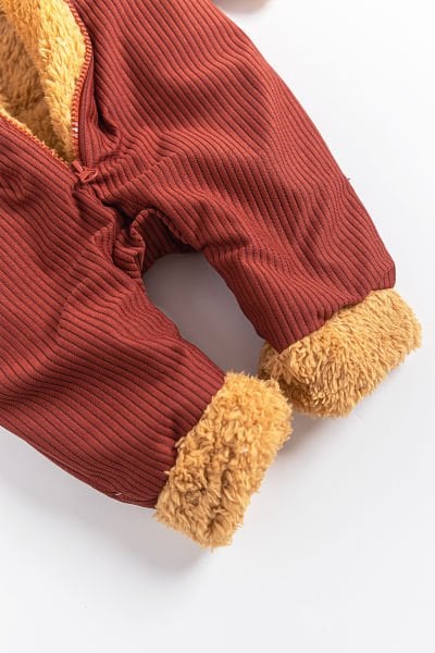 Arma Detaylı Kadife İçi Peluş Erkek Bebek Tulum