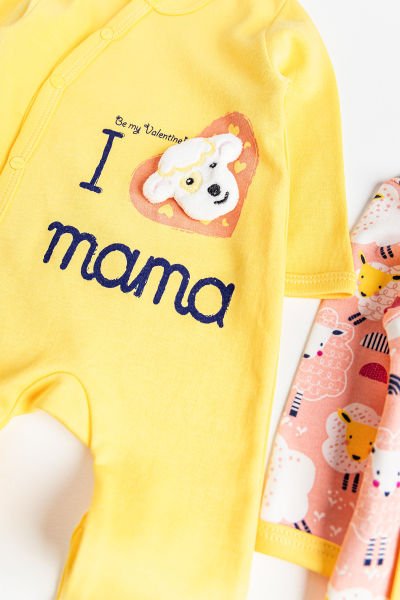 I Love Mama İkili Uzun Kollu Erkek Bebek Tulum Takım