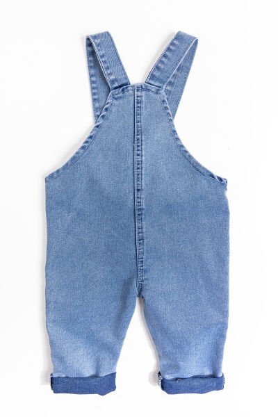 Denim Kumaş Figürlü Erkek Bebek Kot Salopet Bebek Tulum