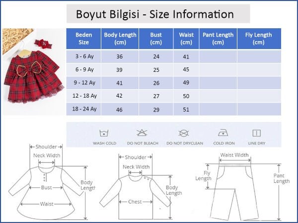 Ekose Desenli Bandanalı Kız Bebek Elbise