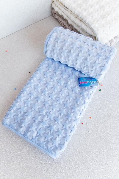 Yıldızlı Peluş Bebek Battaniyesi MAVİ