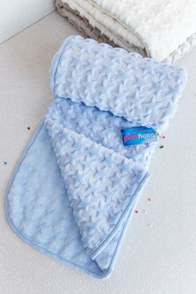 Yıldızlı Peluş Bebek Battaniyesi MAVİ