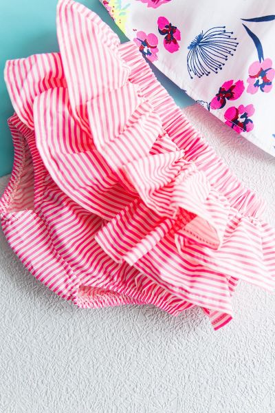 Çiçek Desenli Yazlık İkili Kız Bebek Takım