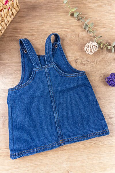 Denim Kumaş Kız Bebek/Çocuk Yazlık Kot Salopet Elbise Jile