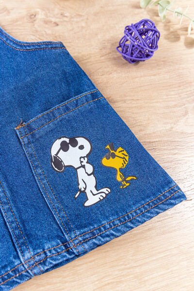 Denim Kumaş Kız Bebek/Çocuk Yazlık Kot Salopet Elbise Jile