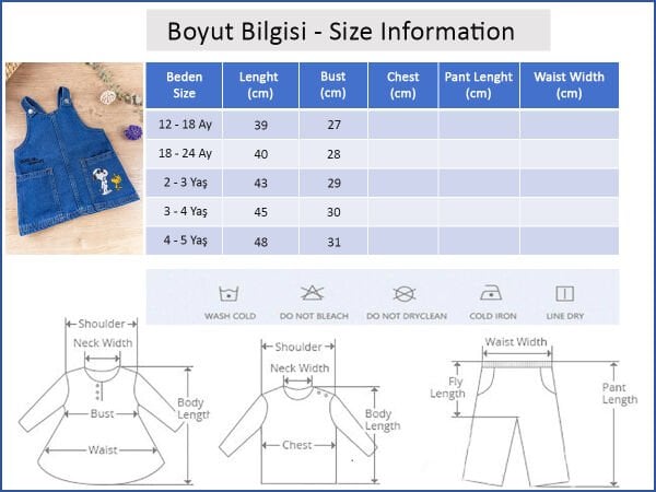 Denim Kumaş Kız Bebek/Çocuk Yazlık Kot Salopet Elbise Jile