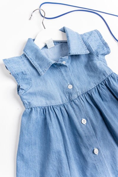 Denim Kumaş Kız Çocuk Kot Elbise