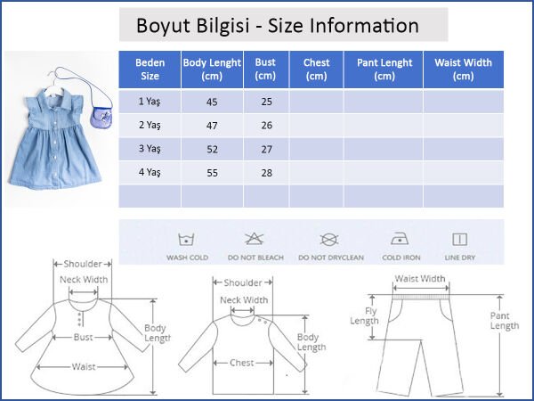 Denim Kumaş Kız Çocuk Kot Elbise