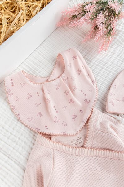 %100 pamuklu Çiçek Desenli 5 Parca Kız Bebek Hastane Çıkışı Bebek Takımı SOMON - Yeni Doğan