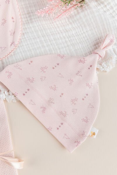 %100 pamuklu Çiçek Desenli 5 Parca Kız Bebek Hastane Çıkışı Bebek Takımı SOMON - Yeni Doğan