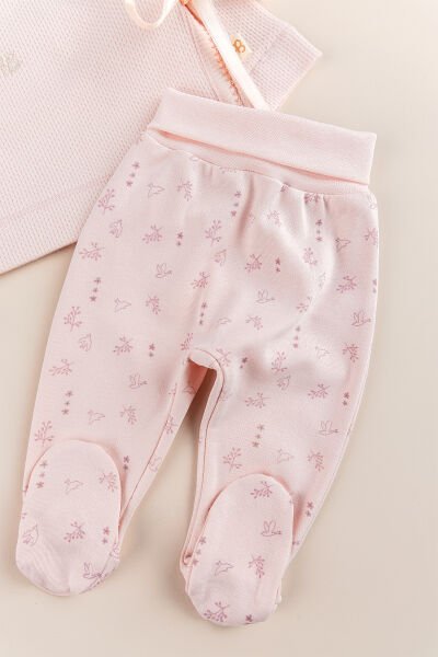 %100 pamuklu Çiçek Desenli 5 Parca Kız Bebek Hastane Çıkışı Bebek Takımı SOMON - Yeni Doğan