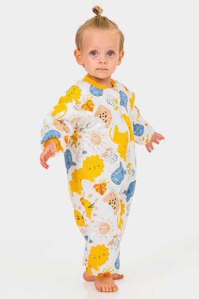 Elyaf Dolgulu 2,5 Tog Pamuklu Penye Astarlı Kız /Erkek Çocuk Uyku Tulumu SARI - 3 Yaş