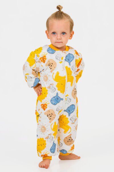 Elyaf Dolgulu 2,5 Tog Pamuklu Penye Astarlı Kız /Erkek Çocuk Uyku Tulumu SARI - 3 Yaş