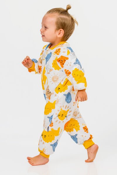 Elyaf Dolgulu 2,5 Tog Pamuklu Penye Astarlı Kız /Erkek Çocuk Uyku Tulumu SARI - 3 Yaş