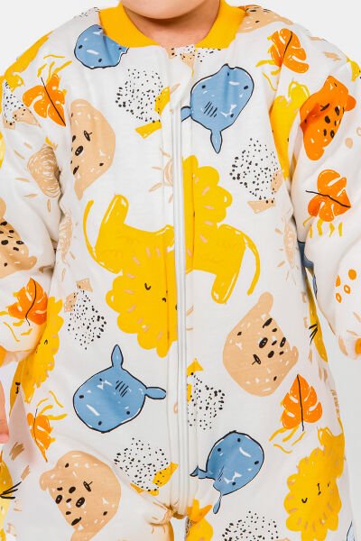 Elyaf Dolgulu 2,5 Tog Pamuklu Penye Astarlı Kız /Erkek Çocuk Uyku Tulumu SARI - 3 Yaş