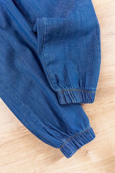 Yüksek Bel Denim Kumaş Yazlık Kız Çocuk Pantolon