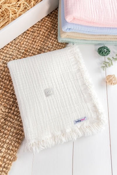 % 100 Pamuk Natural Dört Katlı Müslin Bebeka Battaniye