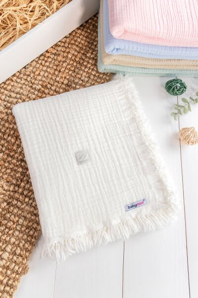 % 100 Pamuk Natural Dört Katlı Müslin Bebeka Battaniye
